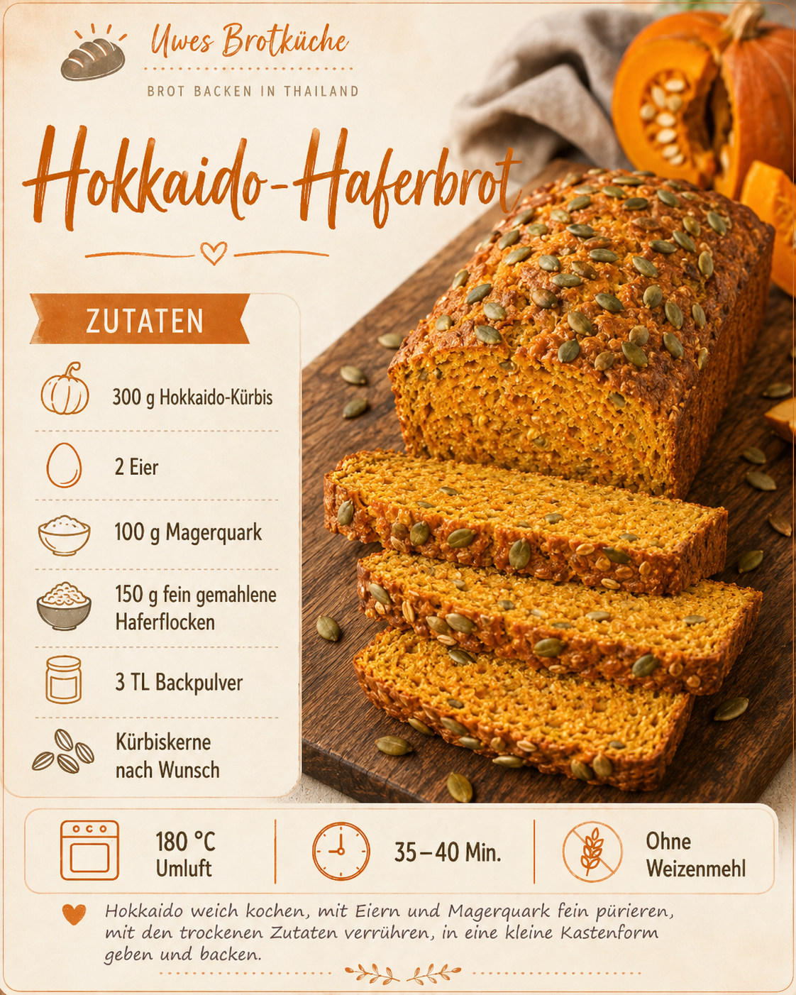 Hokkaido-Kürbisbrot Rezeptkarte