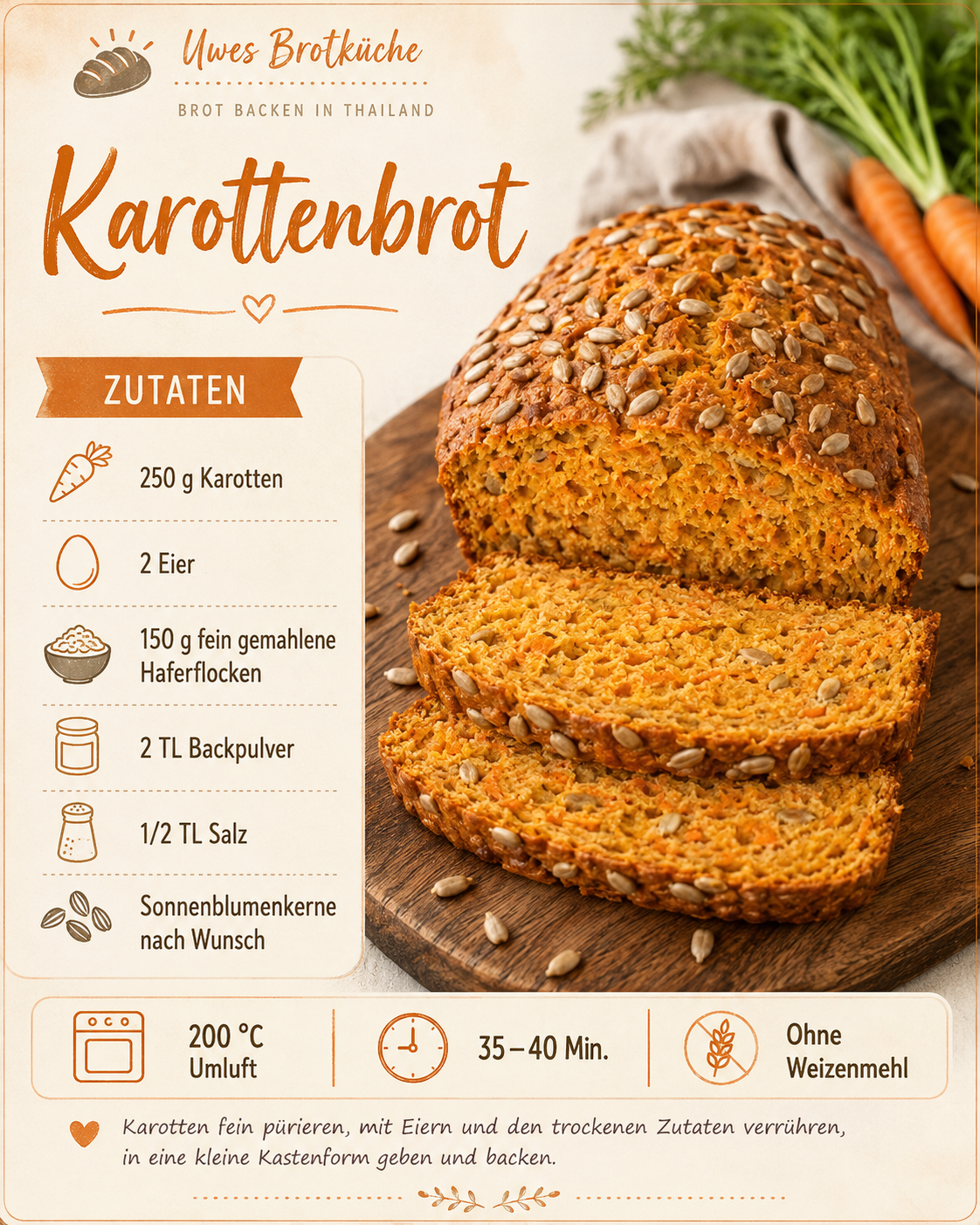 Karotten-Haferflocken-Brot Rezeptkarte